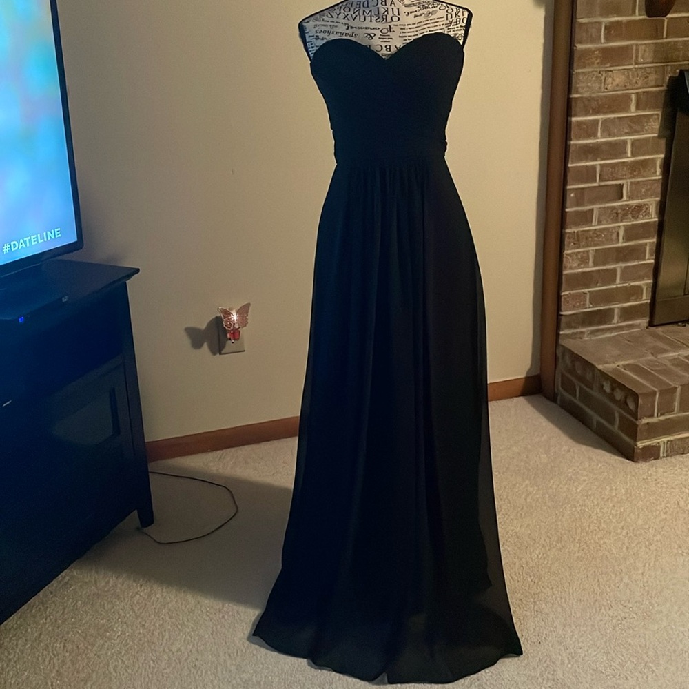 Black Strapless Ciffon Cocktail or Bridesmaid